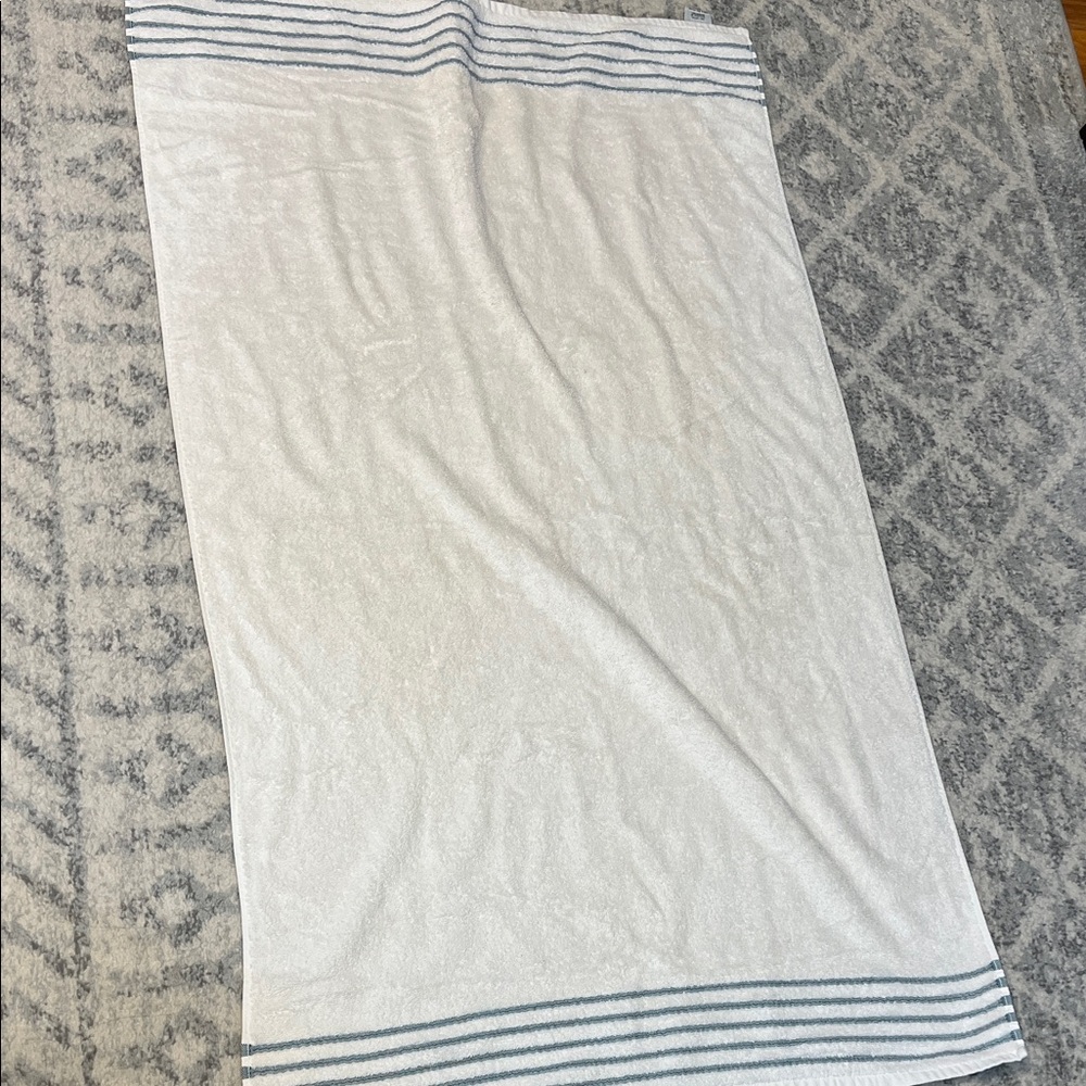 Hotel Collection White Towel with Gray Stripes